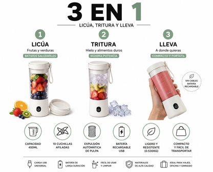 Licuadora Portátil 3 en 1 ⭐